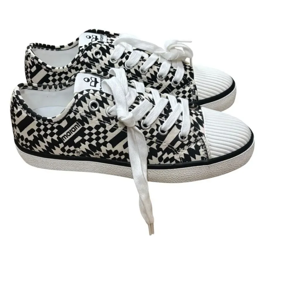Isabel Marant “Binkoo” Jane White & Black Canvas Sneakers NWB Size 36 - Picture 4 of 9